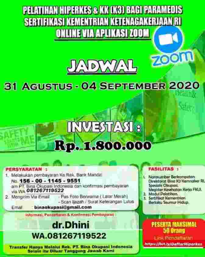 Pelatihan Hiperkes Online Paramedis Agustus